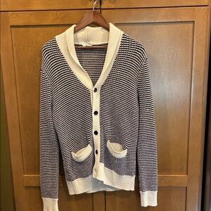 Club Monaco Black and Cream Knit Cardigan